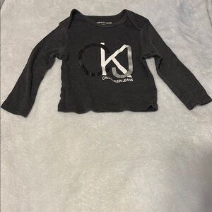 Calvin Klein Black Long Sleeve Tee with Graphic Design